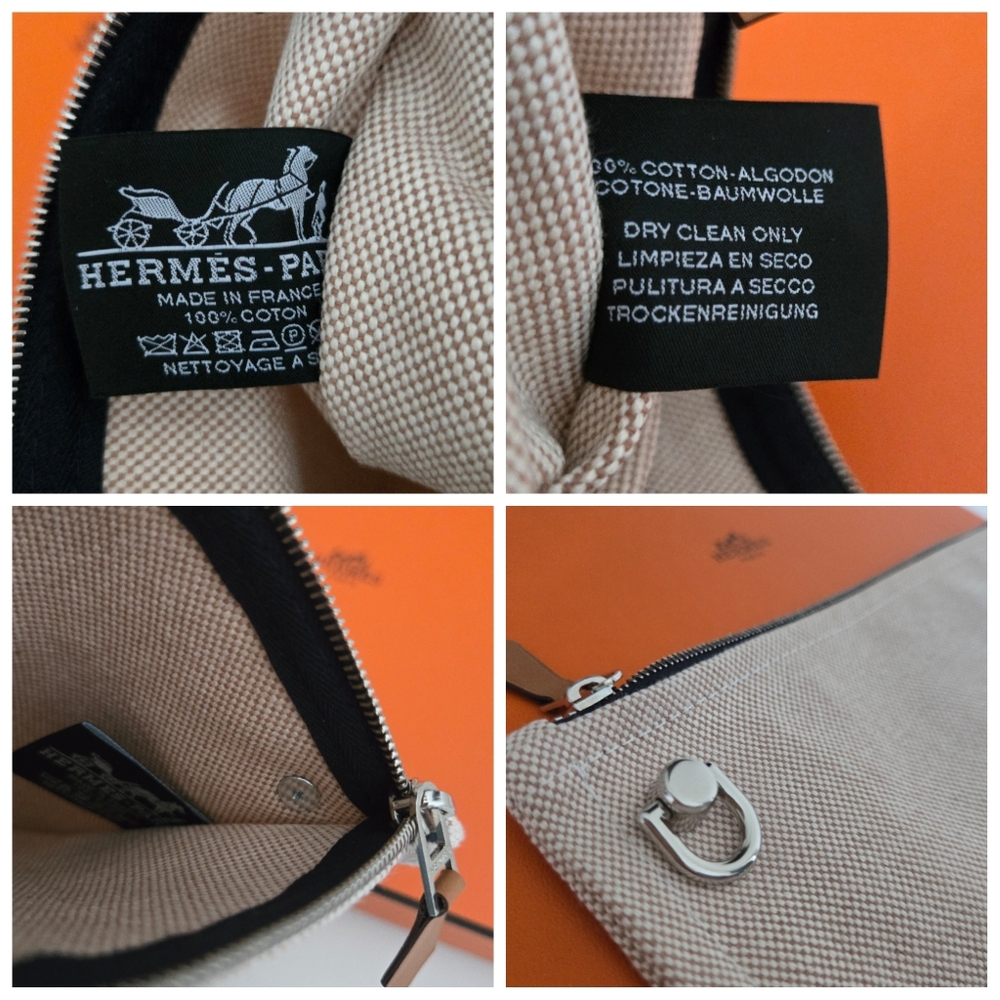 Hermes Beige Canvas 'Hermes Bain' Crossbody with Orange Strap - Picture 13 of 16